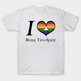 I Heart Being Two-Spirit Design Pride Flag Design T-Shirt